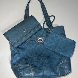 Coach Blue Shoulder Bag Set